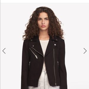 Rag & Bone Bowery Black Denim Moto Jacket Small
